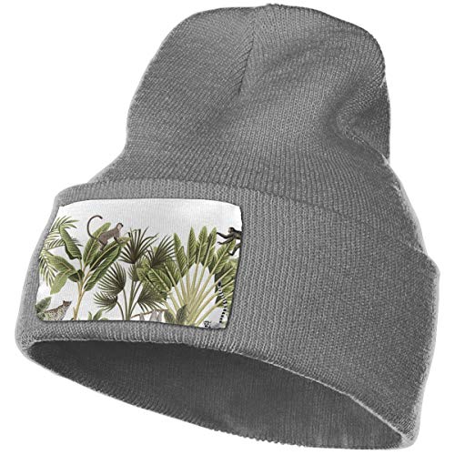 Tropical Vintage Animales Salvajes Mono Perezoso Leopardo Lemur Palmera Prohibición Hombres/Mujeres Todas Las Temporadas Gorra de Calavera Fina Gorro de Punto Oversize Holgado