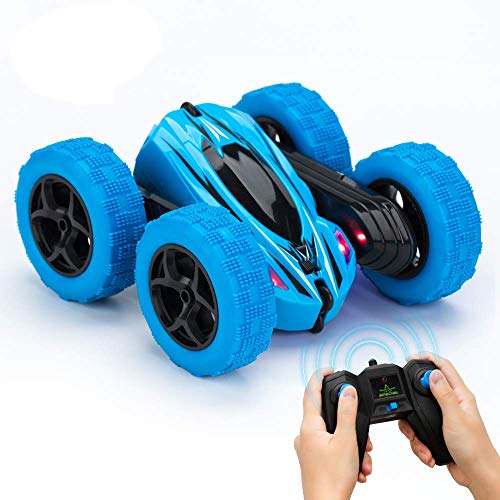 Twister.CK RC Stunt Car con Control Remoto, 2.4 GHz RC Racing Trucks Off Road, 4WD Doble Cara 360 ° Giros y Volteretas RC Crawler Juguetes al Aire Libre para niños, Azul