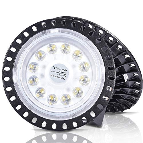 UFO - Lámpara industrial LED, UFO LED, 6000-6500 K, luz blanca fría, ángulo de haz de 120°, IP65, resistente al agua, SMD2835, para garaje Factory Workshop Gym, Luz blanca fría, 50W