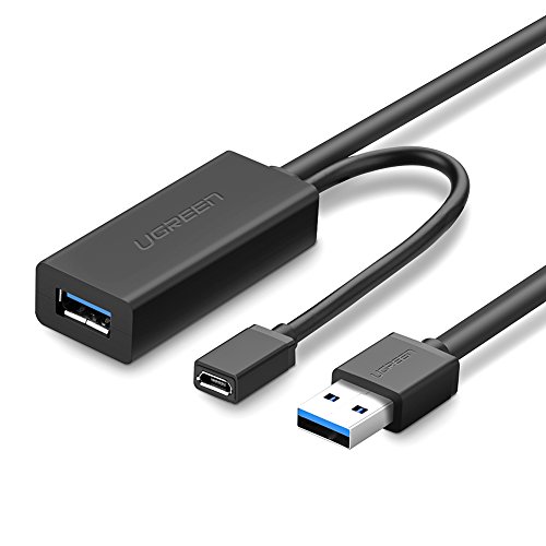 UGREEN Cables de extensión USB, Cable Alargador USB 3.0 Activo Macho a Hembra con Amplificación de Señal para Impresoras, Teclados, Videoconsola, Altavoces, Escáneres, Pantallas, Auriculares (5M)