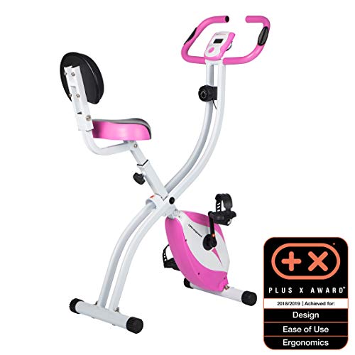 Ultrasport Unisex F-Bike, pantalla LCD, entrenador casero plegable, niveles de resistencia ajustables, con sensores de pulso de mano, entrenador de bicicleta plegable, para atletas y mayores