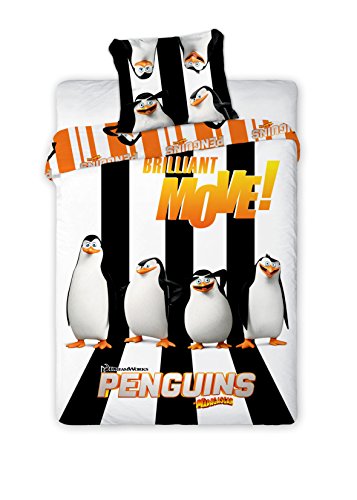 Unbekannt Faro 5907750537853 Original Disney The Penguins of Madagascar – Ropa de Cama (2 Piezas, algodón, Multicolor, 200 x 160 cm