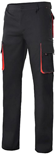 Velilla 103004/C0-12/T60 Pantalón multibolsillos, Negro y rojo, 60