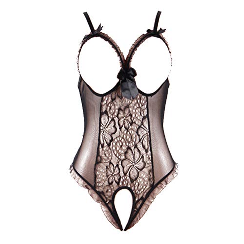 VicSec Picardía Erótica Entrepierna Abierta Bodysuit Pecho Desnudo Topless una Pieza sin Aros Ropa Interior Sexy Diseño Especial Noche Misteriosa Size L