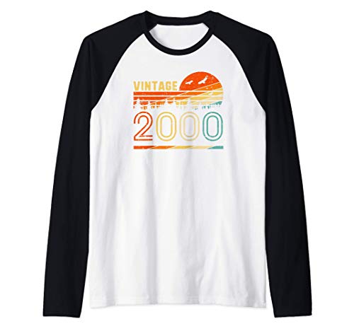 Vintage 2000 Retro Regalo de 20 cumpleaños Diversión B-day 2 Camiseta Manga Raglan