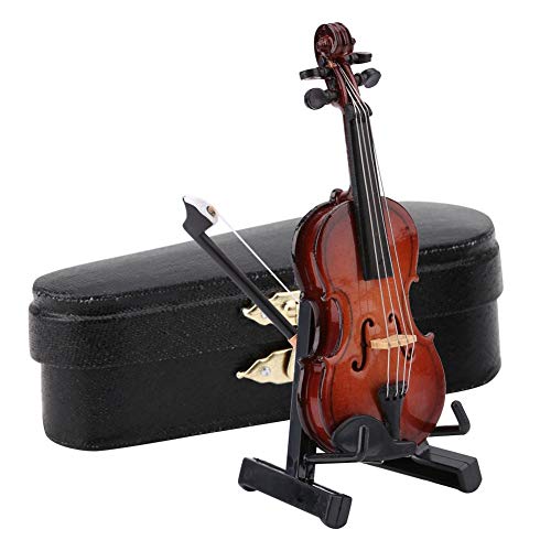 Violín en Miniatura, Modelo de Mini Violín de Madera con Soporte de Caja para Regalo de Decoración de Tienda de Oficina en Casa para Músico