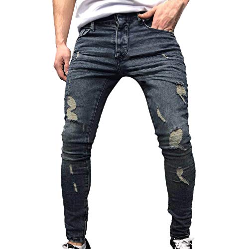 VPASS Pantalones Vaqueros para Hombre,Pantalones Casuales Moda Jeans Sueltos Ocasionales Elásticos Pantalon Fitness Pants Largos Pantalones Ropa de Hombre