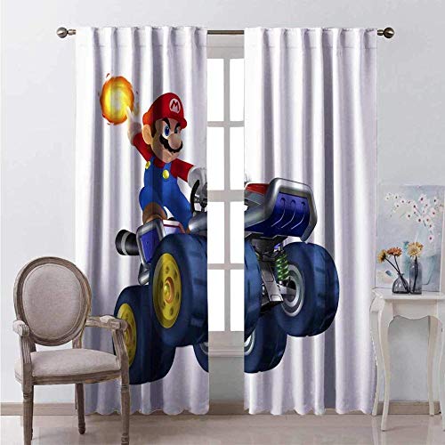 Waple Cortinas opacas ojete para sala de estar Dibujos animados Anime Game Boy Personaje montando bicicleta 150*166cm Aislamiento De Cortina Opaca 3D Campo De 100% Poliéster Cortina De Privacidad para