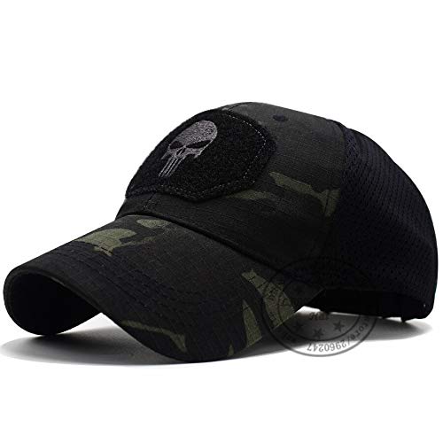 WAZHX Paquetes De Gorra De Operador Gorra Táctica Ajustada De Malla De Calavera CP Fuerza Especial Sniper Swat Sombrero Parche para Lugar Skullcamoblack