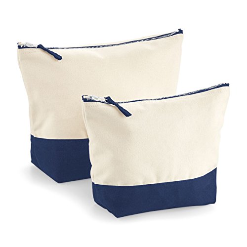 Westford Mill - Bolsa de tela para accesorios o cosméticos con base en contraste (L) (Beige/Azul Marino)