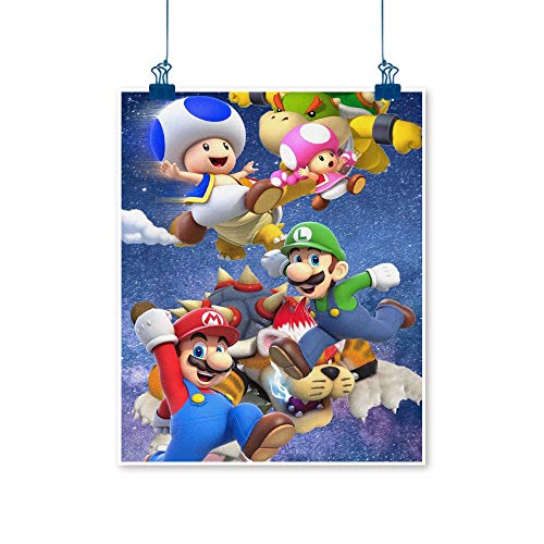 Xlcsomf Arte de pintura impresa para decoración de pared del hogar Super Mario 3D World Fondo – 20 x 28 pulgadas para videojuegos Super Mario decoración de dormitorio sin marco