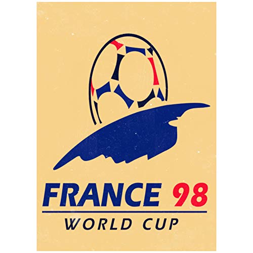 XuFan Carteles e Impresiones de fútbol de la Copa Mundial de Francia 1998, Cuadros, Impresiones en Lienzo, Arte de Pared para Sala de Estar, decoración del hogar, 24X36 Pulgadas, sin Marco