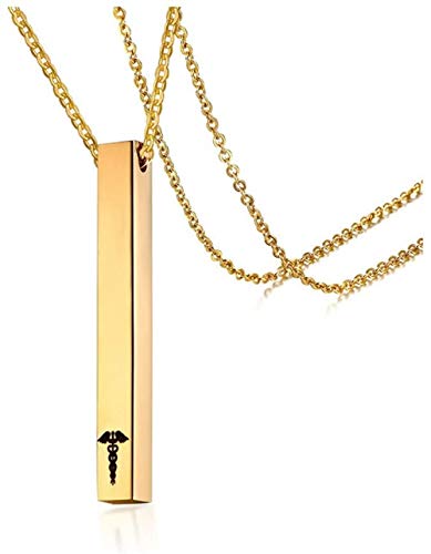 YANCONG Acero De Titanio Personalidad Rectangular Fitness Sports Colgante Hombres S Golden Medical Logo Colgante Original Simple Varias Tendencias Joyería