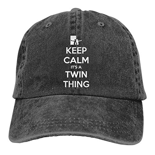 Yaxinduobao Gorra Vaquera Vaquera Keep Calm It's A Twin Thing Men Women Vintage Adjustable Dad Sun Hat Black