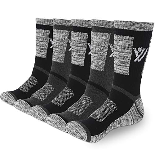 YUEVO SPORTS 5 Pares Calcetines de Deporte para Hombre Transpirables, Algodón Calcetines de Trabajo para Caminar 43-46