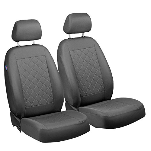 Zakschneider Fundas De Asiento para C15 / Visa - Fundas Delanteras - Color Premium Gris Rejilla Cosida