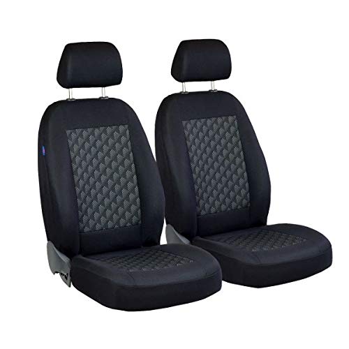 Zakschneider Fundas De Asiento para C15 / Visa - Fundas Delanteras - Color Premium Negro Gris Efecto 3D