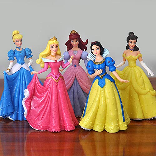 zdfgv 5 unids/Lote Princesa Blancanieves Bella Bella Durmiente Princesa Muñeca Adornos Decoraciones Figuras de acción Juguetes 13cm