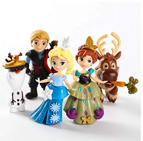 zdfgv 5 unids/Set Q versión Princesa de Dibujos Animados Anna Elsa Kristoff Sven Olaf PVC Figura de acción para niños 6-8 cm