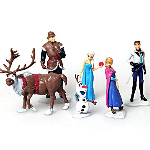 zdfgv 6 Piezas Snow Queen Elsa Anna PVC Figuras de acción Olaf Kristoff Sven Anime muñecas figuritas niños para niños Regalos 6-11cm