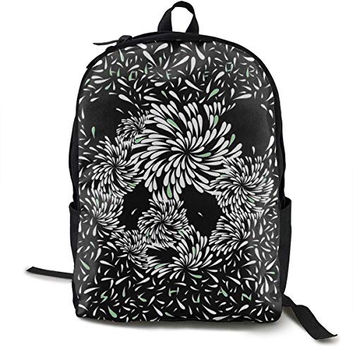 zhengchunleiX Travel Daypacks,Sports Book Bags,Casual Rucksack,Panda Flower Pattern Unique Mochila Durable Oxford Outdoor College Students Busines Laptop Computer Shoulder Bags