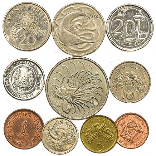 10 Monedas Antiguas De Singapur. Monedas De Colección De Isla De Asia Sur-oriental. Colección De Monedas Singapur Muchos Centavos. Ideal Para Banco De Moneda, Sostenedores De Moneda Y Album De Monedas