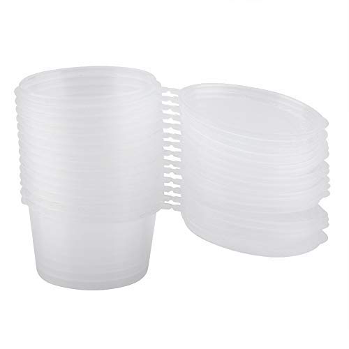 100 Tazas de Salsa de Plástico de 100 ml con Tapas Adjuntas para Salsa y Condimentos Transparentes para Condimentos Souffle Gelatina Muestra Píldora