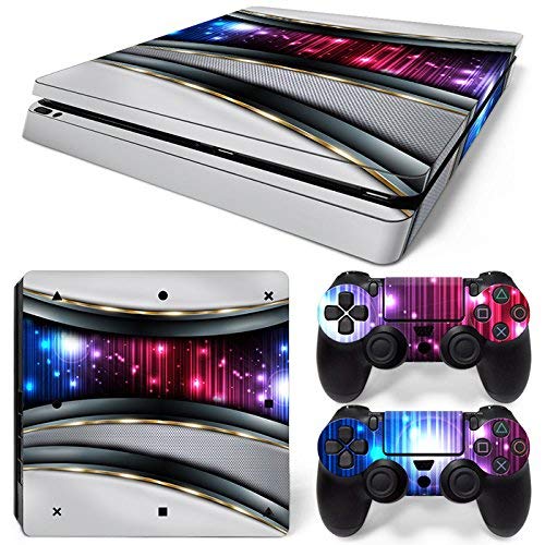 46 North Design Ps4 Slim Playstation 4 Slim Pegatinas De La Consola Silver Galaxy + 2 Pegatinas Del Controlador