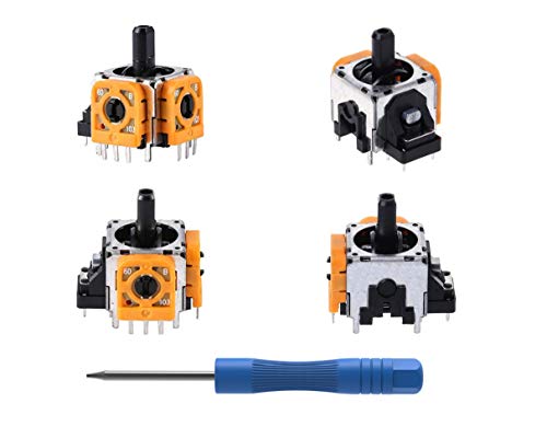 4PCs Joystick Analógico de Repuesto con Sensor de Potenciómetro en Naranja para PS4 Pro DualShock 4 Mando Inalámbrico, 3D Módulo Reemplazo de Sensor Análogo de Controlador con Destornillador Kit