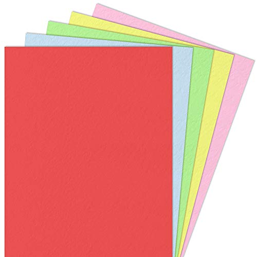 5 Colores, A4 300 g/m² Papel de Colores Cartulina Carton, 50 hojas