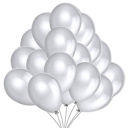 50 Globos Plata Brilante de Látex de 36 cm. Globo por Helio de 3g. Decoraciones y Accesorios para Fiesta de Cumpleaño, Graduacion y Año Nuevo