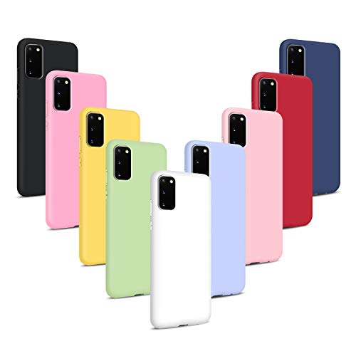 9X Funda para Samsung Galaxy S20 FE, Carcasas Flexible Suave TPU Silicona Ultra Delgado Protección Caso(Rojo + Rosa Claro + Púrpura + Amarillo + Rosa Oscuro + Verde + Negro + Azul Oscuro)