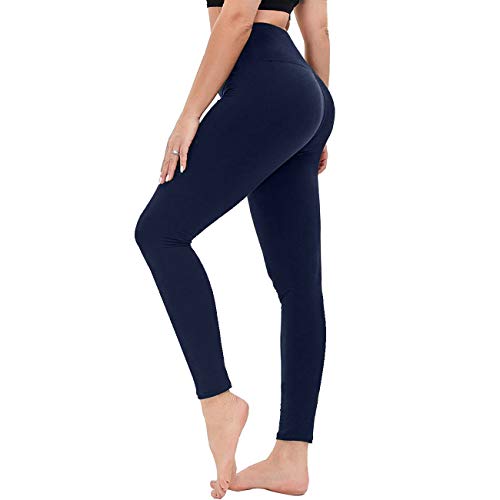 ACTINPUT Mallas de deporte de mujer, Leggins deportivos Yoga Cintura Alta, Ultra Suaves, Atléticos, Ajustados, Para Ejercicio, Para Yoga, Entrenamiento (01 Azul Marino, XL-3XL)