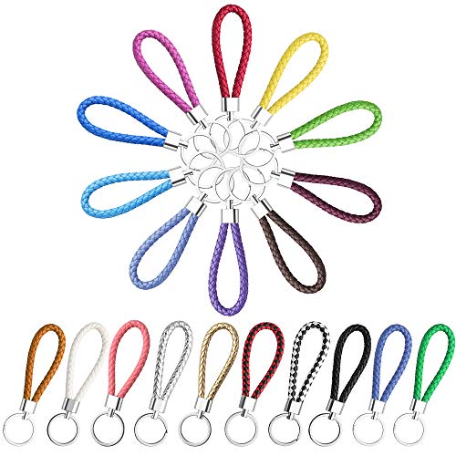 Aipaide 20 Piezas Llavero de Cuero Trenzado,Colgante de Llavero de Coche para Hombres y Mujeres,Colgante Llavero Multicolor 12 * 3 cm