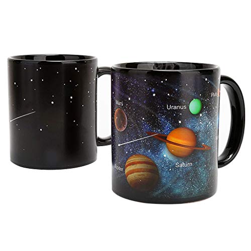 Amycute - Taza con Cambio de Color y Efecto térmico, Sistema Solar, Cambio de Color, Cambio de Color, Taza de café, Taza de cerámica para Tazas, Regalo para entusiastas de la astronomía.