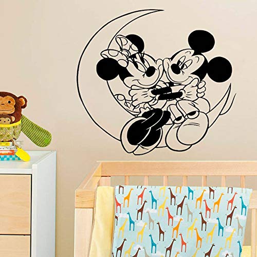 Anime dibujos animados ratón etiqueta de la pared luna creativo ratón abrazo niños niño niña dormitorio guardería habitación de bebé decoración del hogar vinilo etiqueta de la pared