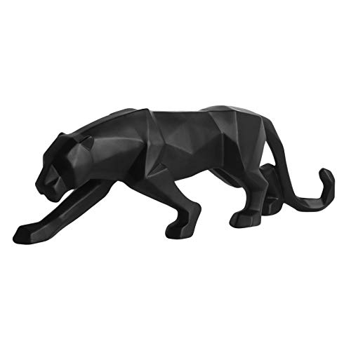 Baoblaze Escultura de Leopardo Moderna, Figuras de Pantera coleccionables, estatuas de Animales de Resina, decoración de Vida Silvestre para Escritorio, Negro