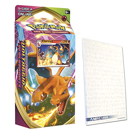 Baraja Charizard con espada y escudo de tensión desfolgorante – Baraja de 60 cartas Pokémon en italiano + Marcapáginas Andycards