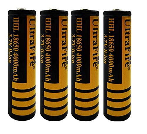 Batería Recargable 18650, 3.7v Alta Capacidad 4000mAh Batería Recargable de Iones de Litio Botón de batería de Iones de Litio Superior para Linterna LED (4PCS)