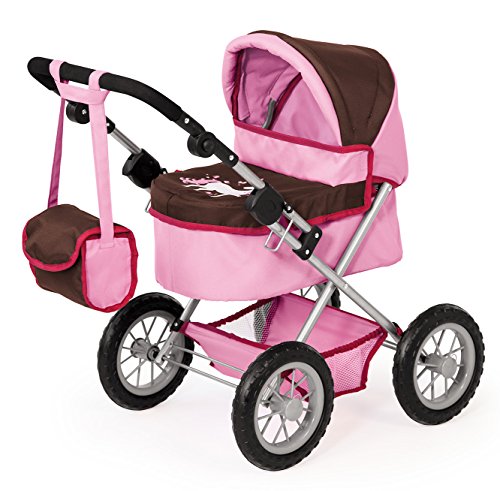 Bayer Design Nenuco 13063AA Cochecito Trendy con Bolsa, Carrito de muñeca, Plegable, Ajustable, marrón, Rosa, Unicornio, Color Moreno, (13063)