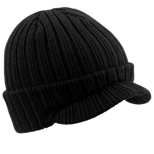 Beechfield – Gorro de invierno con visera, unisex. negro Talla única