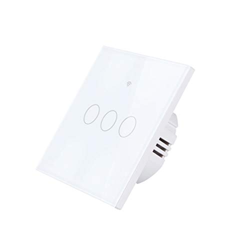 BESPORTBLE Control Táctil Interruptor de Pared Interruptor de Luz Inalámbrico Interruptor de Control de Aplicación para Oficina en Casa 100-250V Ac 3 Pandillas (Blanco)