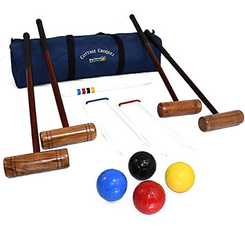 Big Game Hunters Set De Croquet Cottage Para 4 Jugadores, Tamaño Adulto con Bolas Tamaño Estándar en una Bolsa de Lona