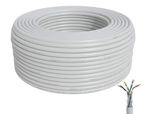 BIGtec Ligawo - Cable de red (cat. 7, 100 m, categoría 7, PiMF, S/FTP, sin halógenos, BauPVO, Eca, POE, Gigabit), color blanco