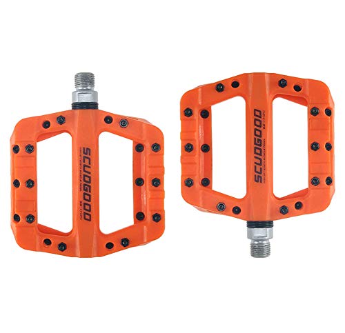 BIKERISK MTB Pedales Peso Ligero Road Pedales de la Bicicleta para Am/FR/DH/DJ/BMX, 1 par,Naranja