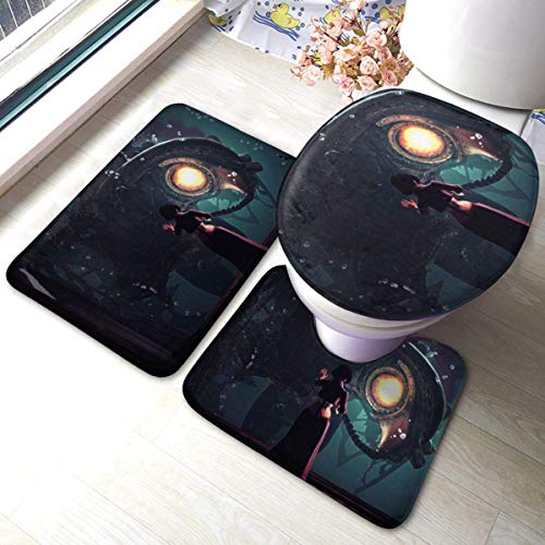 BOBO-Shop Alfombra de Baño Antideslizante de 3 Piezas Bioshock Infinite Alfombrilla de baño + Alfombra de Contorno + Tapa de Inodoro con Almohadilla de Respaldo