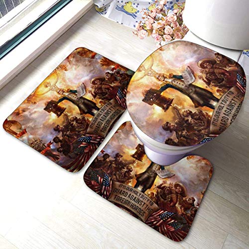 BOBO-Shop Alfombra de Baño Antideslizante de 3 Piezas Bioshock Infinite Alfombrilla de baño + Alfombra de Contorno + Tapa de Inodoro con Almohadilla de Respaldo