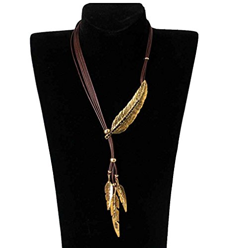 Bobury Retro Multi Layers Leaves Necklace Rhinestones Collar de cuero Long Tassel Women Necklaces