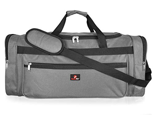 Bolsa de Viaje de Tamaño Grande Extra Grande - Bolsa de Lona Negra Lisa para Fin De Semana o Noche Larga - Múltiples Bolsillos - 65 litros de Capacidad 1kg - Medidas 66 x 31 x 31cm - RL58GY (Gris)