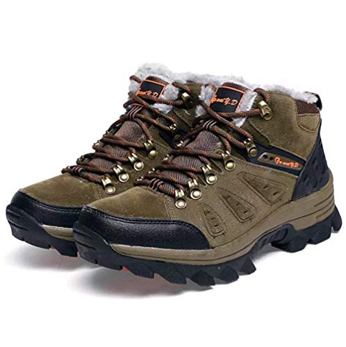 Botas de Nieve Hombre Zapatos Al Aire Libre Boots Invierno Alto Rise Cuero cálido Calentar(Marrón,36 EU,23CM De talón a Dedo del pie